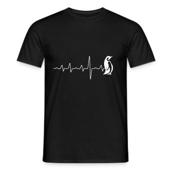 Heartbeat of cute penguin gift - Men's T-Shirt - black - Front - AI Model Male 178 light (178cm)