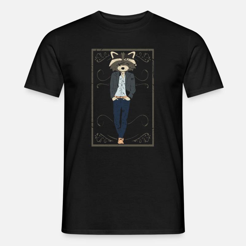 Mann cool Waschbär Geschenk - Männer T-Shirt - Schwarz