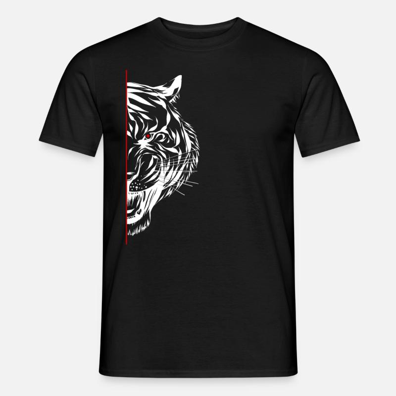 Halbtiger Linie Kunst Geschenk - Männer T-Shirt - Schwarz