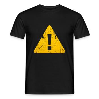 Warning textured yellow icon gift - Men's T-Shirt - black - Front - AI Model Male 178 light (178cm)