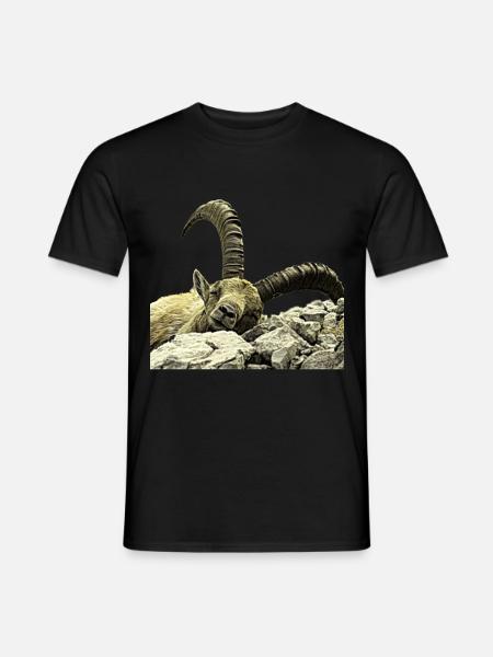 Walser Steinbock Relax - Männer T-Shirt - Schwarz