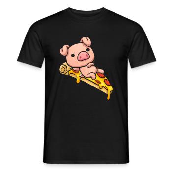 Schweineliegende Pizza Süßes Geschenk - Männer T-Shirt - Schwarz - Vorne - AI Model Male 178 light (178cm)