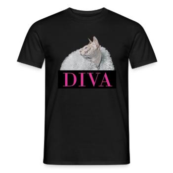 Naked Cat - DIVA - Männer T-Shirt - Schwarz - Vorne - AI Model Male 178 light (178cm)