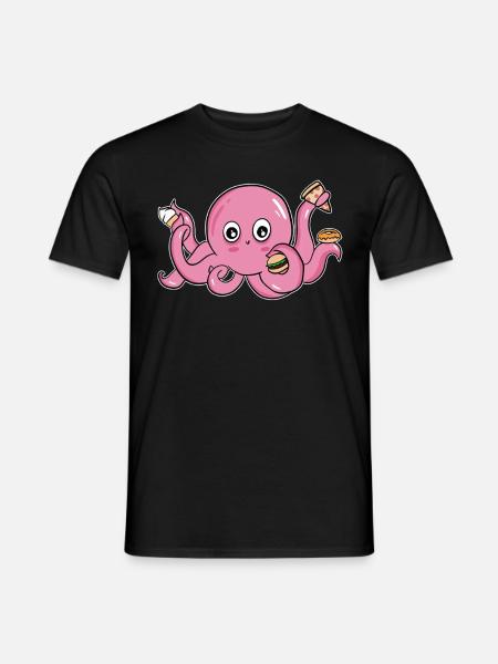 Octopus eis tintenfisch multitasking fast food - Männer T-Shirt - Schwarz