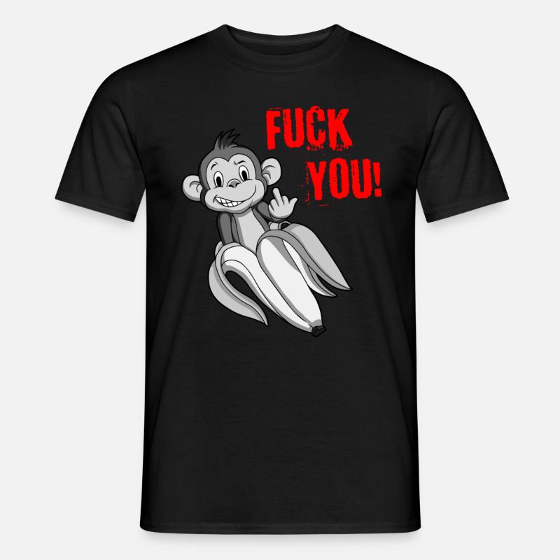 FUCK YOU MONKEY - Mittelfinger Affe - Männer T-Shirt - Schwarz