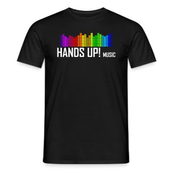 Hands Up Music Dancecore Techno Gift Festival - Men's T-Shirt - black - Front - AI Model Male 178 light (178cm)