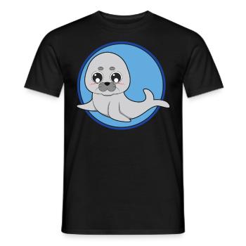 Otarie phoque mignonne - T-shirt homme - noir - Devant - AI Model Male 178 light (178cm)