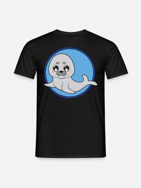 Seelöwe Robbe niedlich - Männer T-Shirt - Schwarz