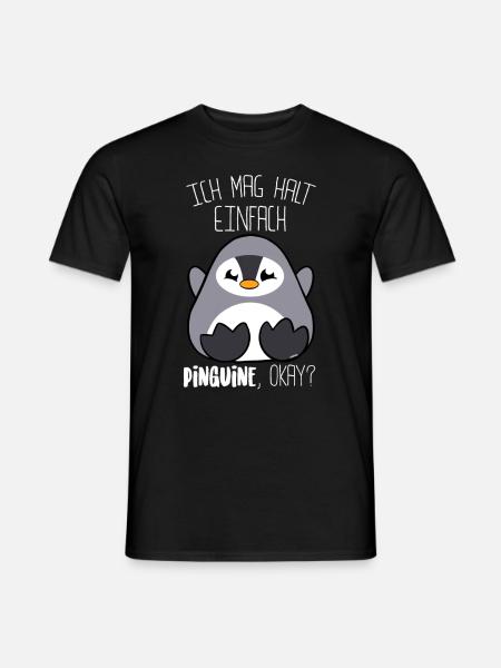 Pinguin Ich mag halt Pinguine Lustig - Männer T-Shirt - Schwarz