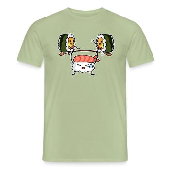 Sushi Kawaii Funny Gym Food Lover - Men's T-Shirt - sage - Front - AI Model Male 178 light (178cm)