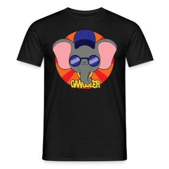 Animal cartoon elephant gangster - Men's T-Shirt - black - Front - AI Model Male 178 light (178cm)