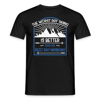 Skiing Ski - Men's T-Shirt - black - Front - AI Model Male 178 light (178cm)
