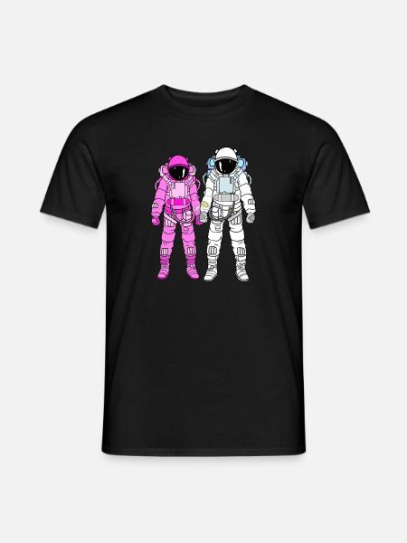 Astronauten Paar - Männer T-Shirt - Schwarz