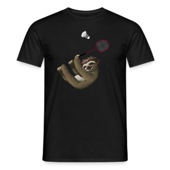 Badminton Federball Sport Lustig Faultier Geschenk - Männer T-Shirt - Schwarz - Vorne - AI Model Male 178 light (178cm)