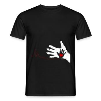 Father and Child Hands Heartbeat Gift - Men's T-Shirt - black - Front - AI Model Male 178 light (178cm)