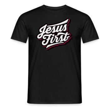 Jésus Premier Pray Prier Dieu foi religion - T-shirt homme - noir - Devant - AI Model Male 178 light (178cm)