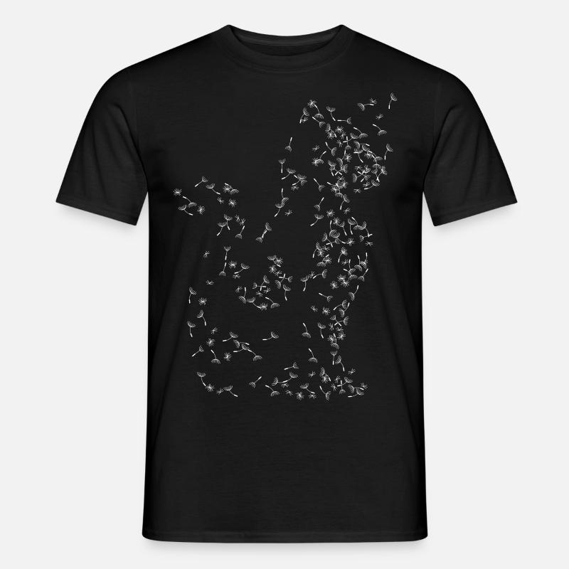 Weiße Katze Pusteblume Löwenzahn - Männer T-Shirt - Schwarz