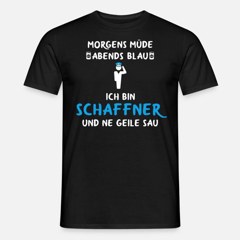 Schaffner Zugbegleiter Kontrolleur Eisenbahner - Männer T-Shirt - Schwarz