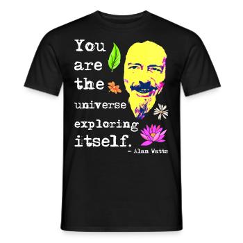 You are the universe exploring itself | Alan Watts - Men's T-Shirt - black - Front - AI Model Male 178 light (178cm)