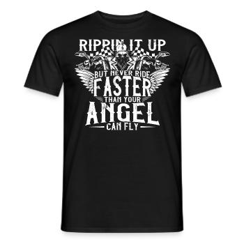 biker angel motorcycle shirt gift - Men's T-Shirt - black - Front - AI Model Male 178 light (178cm)