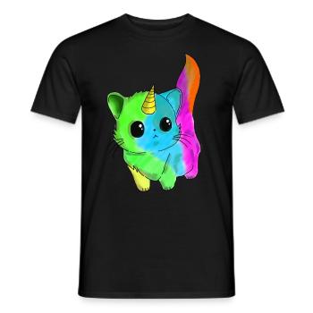 Caticorn cute cat unicorn - Men's T-Shirt - black - Front - AI Model Male 178 light (178cm)