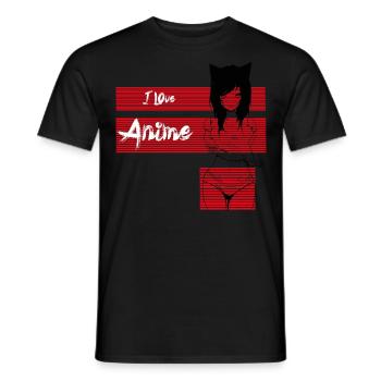 anime, manga - Men's T-Shirt - black - Front - AI Model Male 178 light (178cm)
