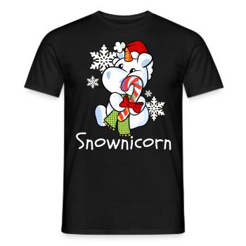 Unicorn snowman Christmas Snownicorn - Men's T-Shirt - black - Front - AI Model Male 178 light (178cm)