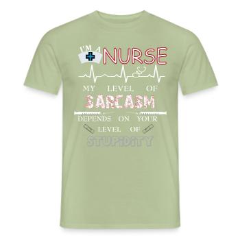 Nurse sarcasm stupidity - Men's T-Shirt - sage - Front - AI Model Male 178 light (178cm)