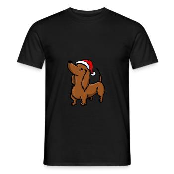 Dog Dachshund Dachshund Christmas Advent cute cute - Men's T-Shirt - black - Front - AI Model Male 178 light (178cm)
