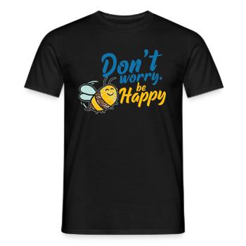 Don´t Worry Be Happy Biene - Männer T-Shirt - Schwarz - Vorne - AI Model Male 178 light (178cm)