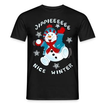 Snowman - Men's T-Shirt - black - Front - AI Model Male 178 light (178cm)