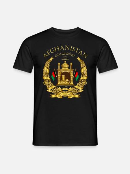 Afghanistan Wappen mit Schriftzug - Männer T-Shirt - Schwarz