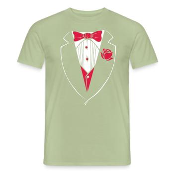 Tuxedo Anzug - Männer T-Shirt - Sage - Vorne - AI Model Male 178 light (178cm)