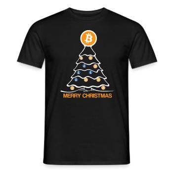 Weihnachtsbaum Bitcoin Weihnachten Kryptowährung - Männer T-Shirt - Schwarz - Vorne - AI Model Male 178 light (178cm)