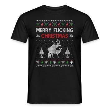 JOYEUX BAISANT NOËL cadeau de Noël vulgaire - T-shirt homme - noir - Devant - AI Model Male 178 light (178cm)