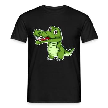 alligator crocodile crocodil nile kids shirt motif - Men's T-Shirt - black - Front - AI Model Male 178 light (178cm)