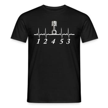 5 Cylinder Heartbeat 1 2 4 5 3 Turbo Car Gift - Men's T-Shirt - black - Front - AI Model Male 178 light (178cm)