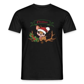 Cute Christmas Reindeer Christmas Santa Claus - Men's T-Shirt - black - Front - AI Model Male 178 light (178cm)