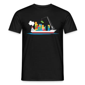 Cargos bloque les navires jouets - T-shirt homme - noir - Devant - AI Model Male 178 light (178cm)