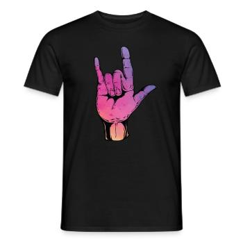 Rock On Cool Hand Sign Rocker Konzert Geschenk - Männer T-Shirt - Schwarz - Vorne - AI Model Male 178 light (178cm)