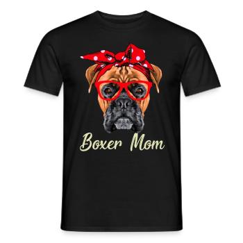 Boxer Maman Chien Porter Verre Mignon Animal Amoureux Cadeau - T-shirt homme - noir - Devant - AI Model Male 178 light (178cm)