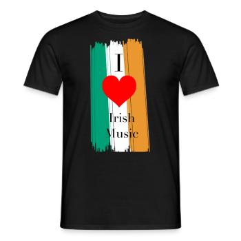 Love Irish Music Ireland heart gift - Men's T-Shirt - black - Front - AI Model Male 178 light (178cm)