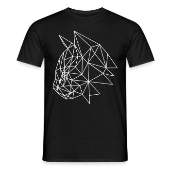 Polygon cats head cat head white shirt motif - Men's T-Shirt - black - Front - AI Model Male 178 light (178cm)