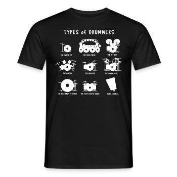 Types de batteurs - cadeau de batteur - T-shirt homme - noir - Devant - AI Model Male 178 light (178cm)
