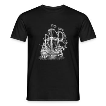 Cool boat sketch art design gift ideas - Men's T-Shirt - black - Front - AI Model Male 178 light (178cm)