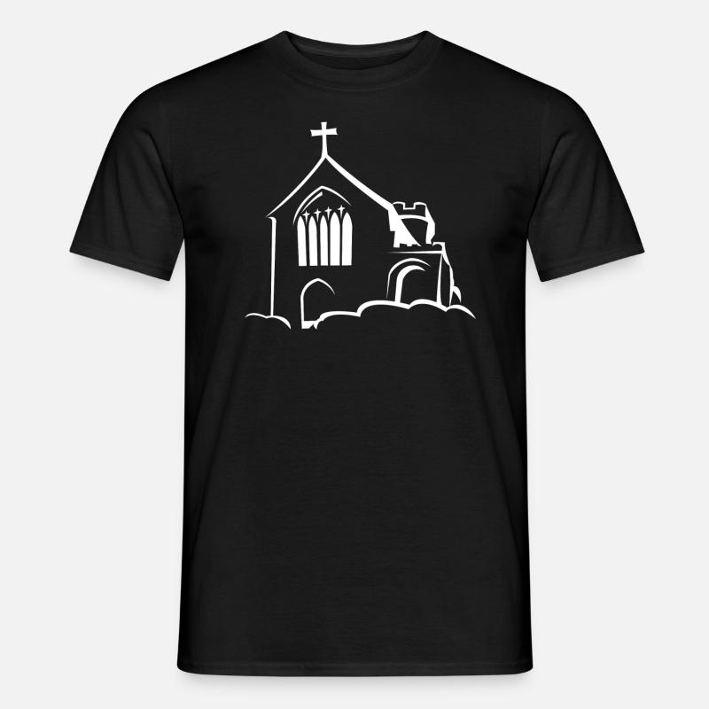 Kirche auf Wolken - Männer T-Shirt - Schwarz