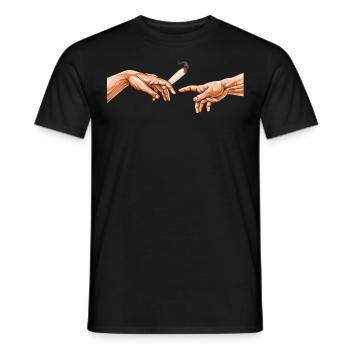 Erschaffung Adams mit Joint Weed Canabis - Männer T-Shirt - Schwarz - Vorne - AI Model Male 178 light (178cm)