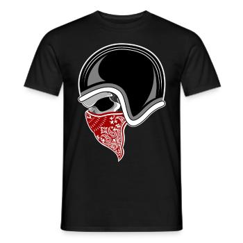 Motorbike skull red bandana - Men's T-Shirt - black - Front - AI Model Male 178 light (178cm)