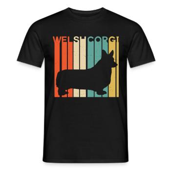 Retro Vintage Welsh Corgi Silhouette - Männer T-Shirt - Schwarz - Vorne - AI Model Male 178 light (178cm)
