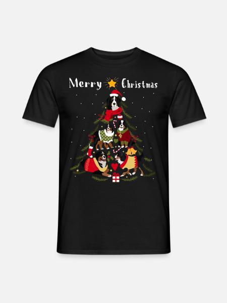 Berner Sennenhund Weihnachtsbaum Hund Weihnachten - Männer T-Shirt - Schwarz